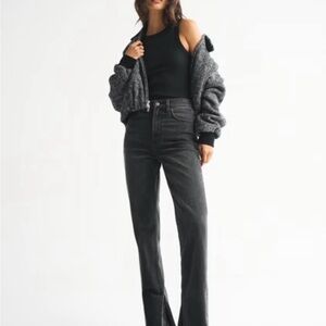 Abercrombie & Fitch Charcoal 90s ultra high rise straight leg jeans